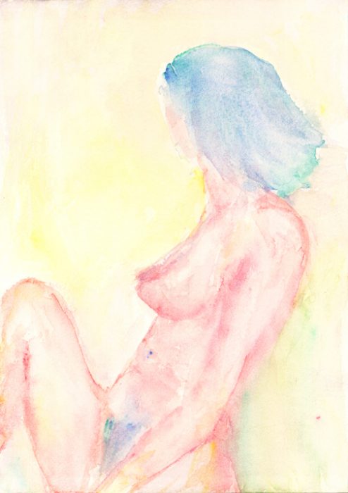 nudeside watercolour painting karen shear art